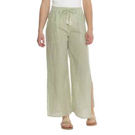 SALTY LEMON Double Waist Stripe Pants in Ivory/Light Green