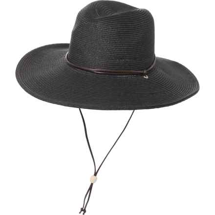 San Diego Hat Company El Campo Wide-Brim Hat with Chin Cord - UPF 50+ (For Men and Women) in Black