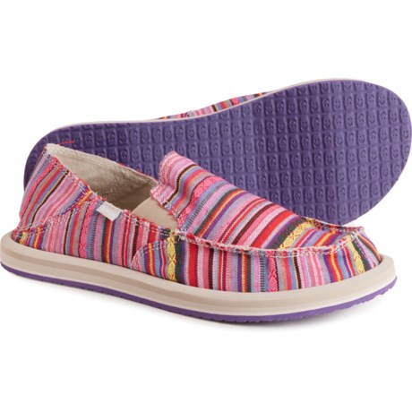 Sanuk Girls Sidewalk Surfer Blanket Shoes - Slip-Ons in Purple Multi