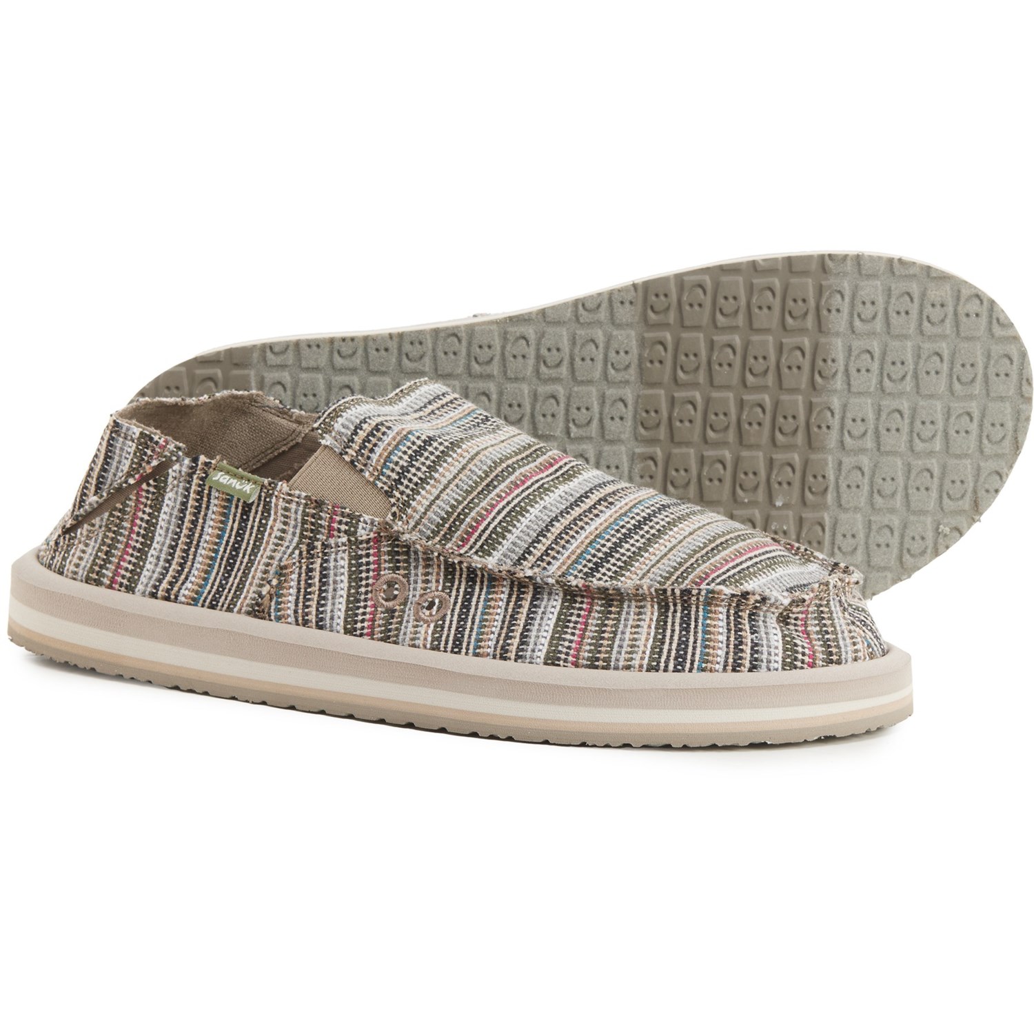 Sanuk womens Tubeflops Gray White Stripe sz 8-9 flip flop socks sandles  shoes