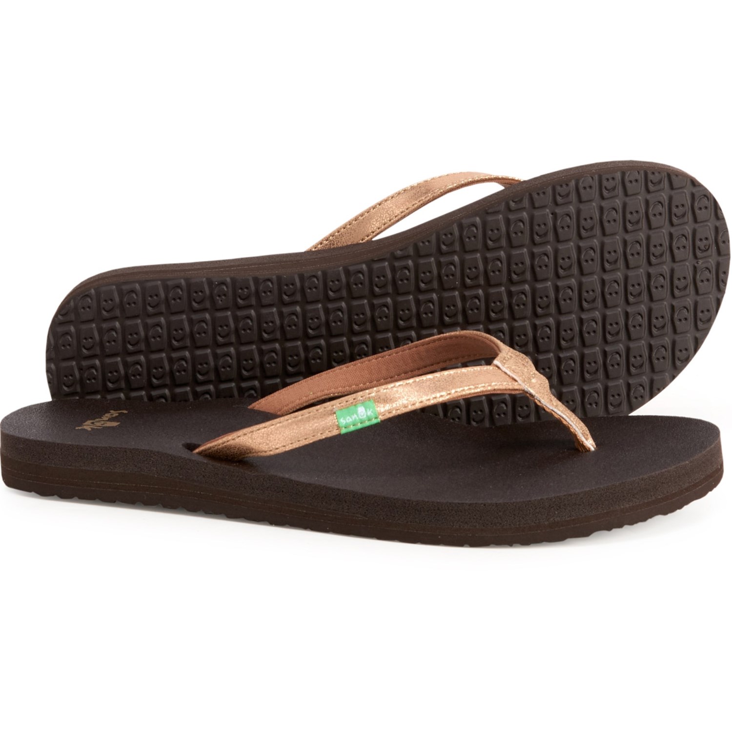 sanuk gold flip flops