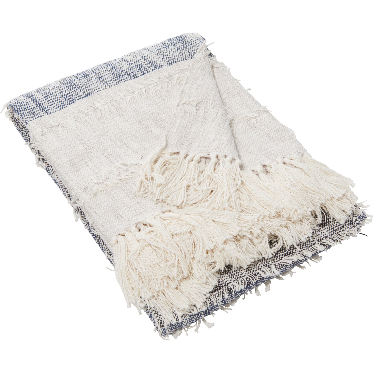 Saro ColorBlock Cotton Throw Blanket 50x60”, Blue/White Save 71