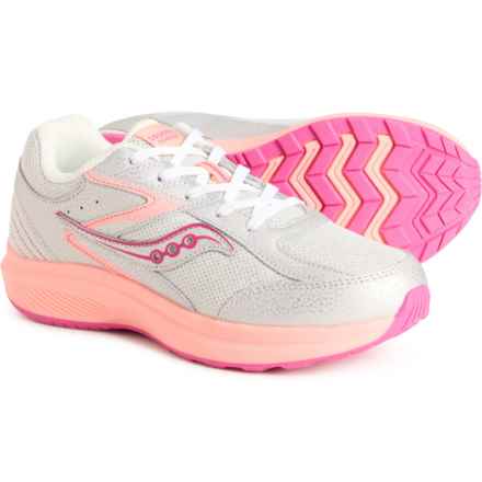 Saucony Big Boys and Girls Cohesion KDZ LTT Sneakers - Wide Width in Silver/Coral