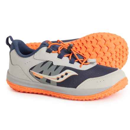 Saucony Big Boys Aura Trail Running Shoes - Leather in Grey/Orange/Navy