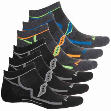 Saucony Bolt No-Show Socks - 6-Pack, Below the Ankle (For Men) in Grey Assort