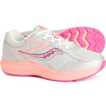 Saucony Boys and Girls Cohesion KDZ LTT Sneakers - Wide Width in Silver/Coral - Closeouts