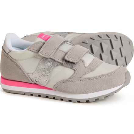 Saucony Boys and Girls Fashion Double HL Sneakers - Leather in Grey/Silver/Pink Jazz