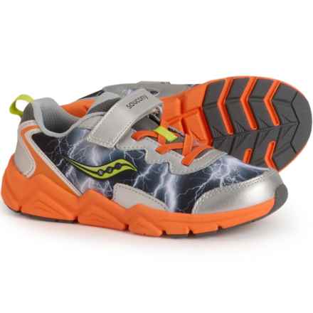 Saucony Boys and Girls Flash A/C 3.0 Sneakers - Leather, Wide Width in Grey/Orange - Closeouts