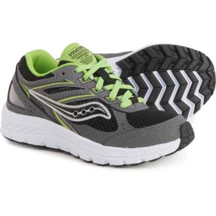 Saucony Boys Cohesion 14 LTT Running Shoes in Grey/Black/Green