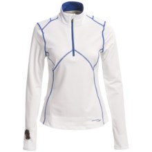 Saucony DryLete® Sportop Shirt - UPF 50+, Zip Neck, Long Sleeve (For Women) in White/Pacific - Closeouts