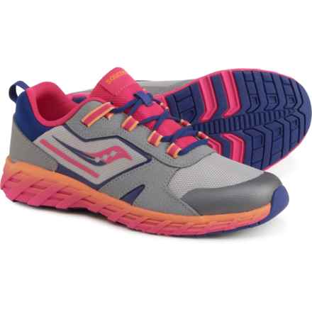 Saucony Girls Wind Shield LTT 2.0 Sneakers in Grey/Pink/Navy