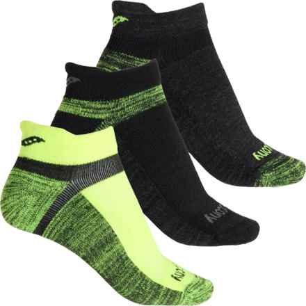 Saucony Inferno Cushion No-Show Tab Socks - 3-Pack, Below the Ankle (For Women) in Citron