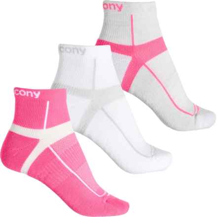 Saucony Inferno Cushion Socks - 3-Pack, Quarter Crew (For Women) in Brite Pink