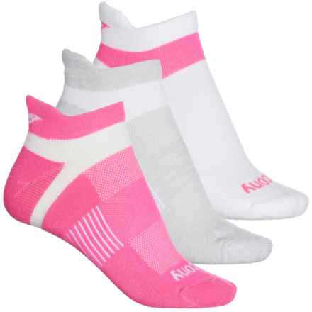 Saucony Inferno Cushioned No-Show Socks - 3-Pack, Below the Ankle (For Women) in Bright Pink