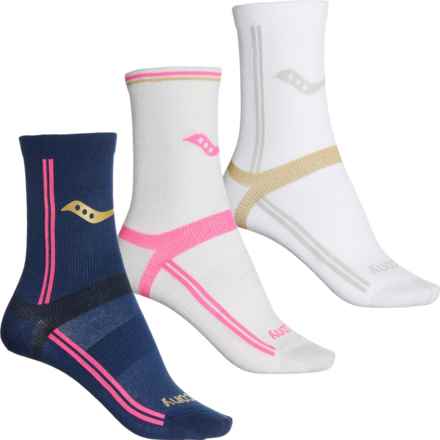 Saucony Inferno Ultralight Socks - 3-Pack, Quarter Crew (For Women) in 406 Fash Nvy A