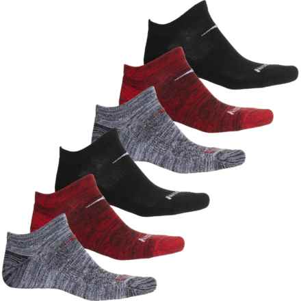 Saucony Legacy No-Show Socks - 6-Pack, Below the Ankle (For Men) in Black W/ Red Assort