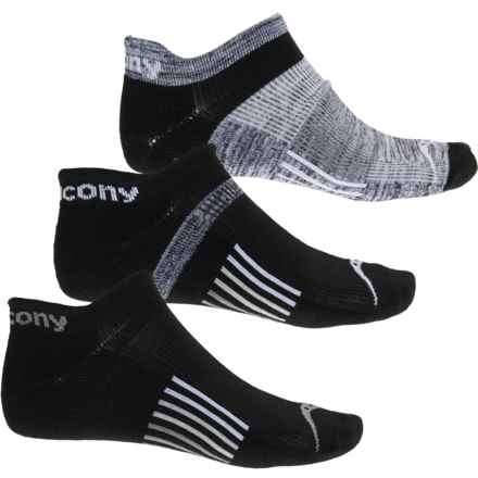 Saucony Odyssey High-Performance No-Show Socks - 3-Pack, Below the Ankle (For Men) in Black Assort