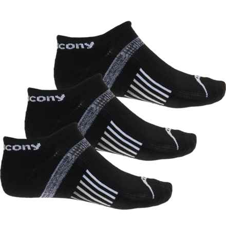 Saucony Odyssey High-Performance No-Show Socks - 3-Pack, Below the Ankle (For Men) in Black