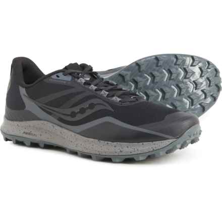 Saucony Peregrine 12 Trail Running Shoes (For Men) in Black/Charcoal