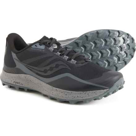 Saucony Peregrine 12 Trail Running Shoes (For Men) in Black/Charcoal