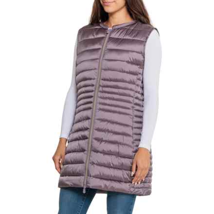 Save the Duck Cindy Long Puffer Vest - Insulated in Ash Violet