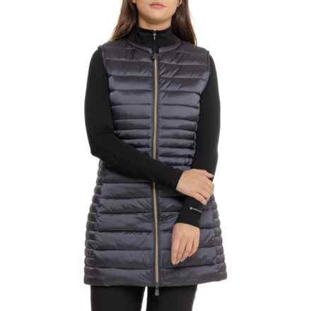 Save the Duck Cindy Long Puffer Vest - Insulated in Ebony Grey