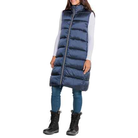 Save the Duck Skyler Long Puffer Vest - Insulated in Blue Black