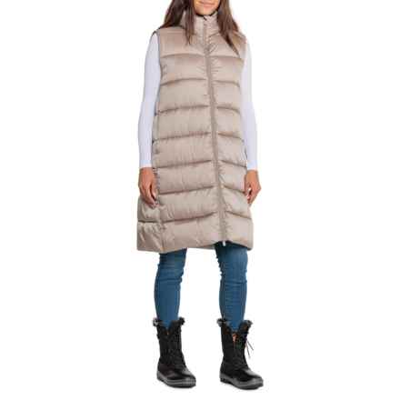 Save the Duck Skyler Long Puffer Vest - Insulated in Pearl Grey