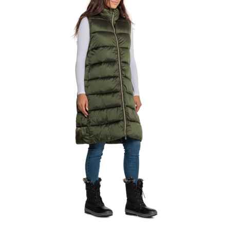 Save the Duck Skyler Long Puffer Vest - Insulated in Pine Green