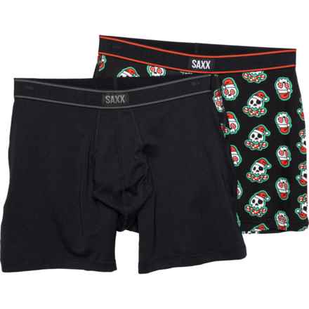 SAXX Daytripper Boxer Briefs with Fly - 2-Pack in Jingle Bones/Black