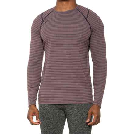 SAXX Quest Quick-Dry Mesh Base Layer Top - Long Sleeve in Wilderness Stripe- Fudge