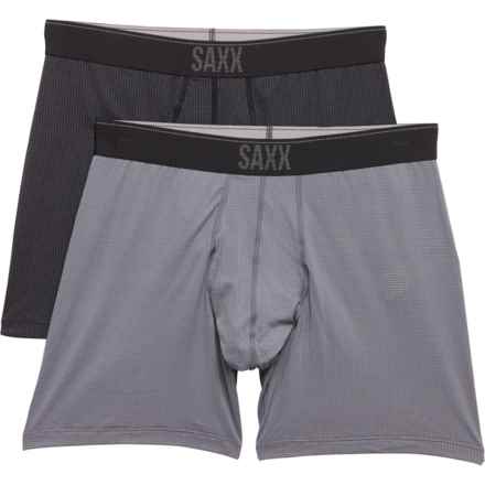 SAXX Quest Quick-Dry Mesh Boxer Briefs - 2-Pack in Tur Turbulence/Black Ii