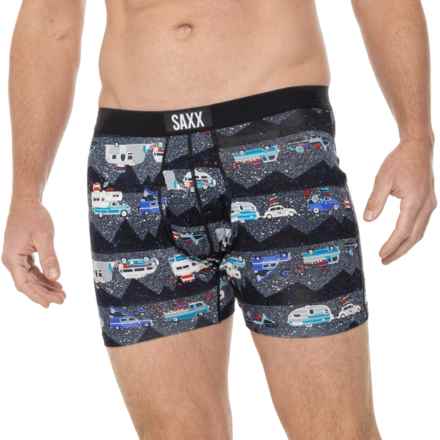 SAXX Ultra Supersoft Boxer Briefs with Fly in Rv There Yet Black