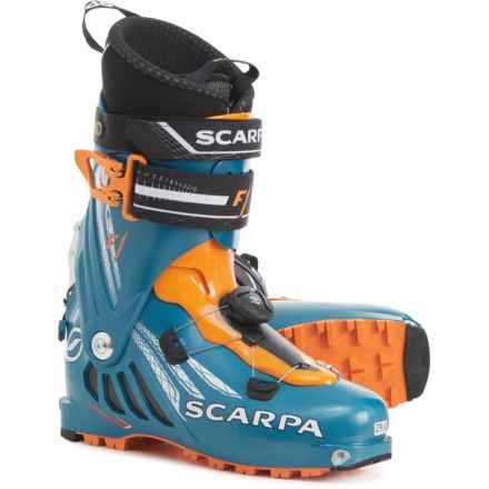 Scarpa Made in Italy F1 Alpine Touring Ski Boots (For Women) in Petrol Blue/Orange