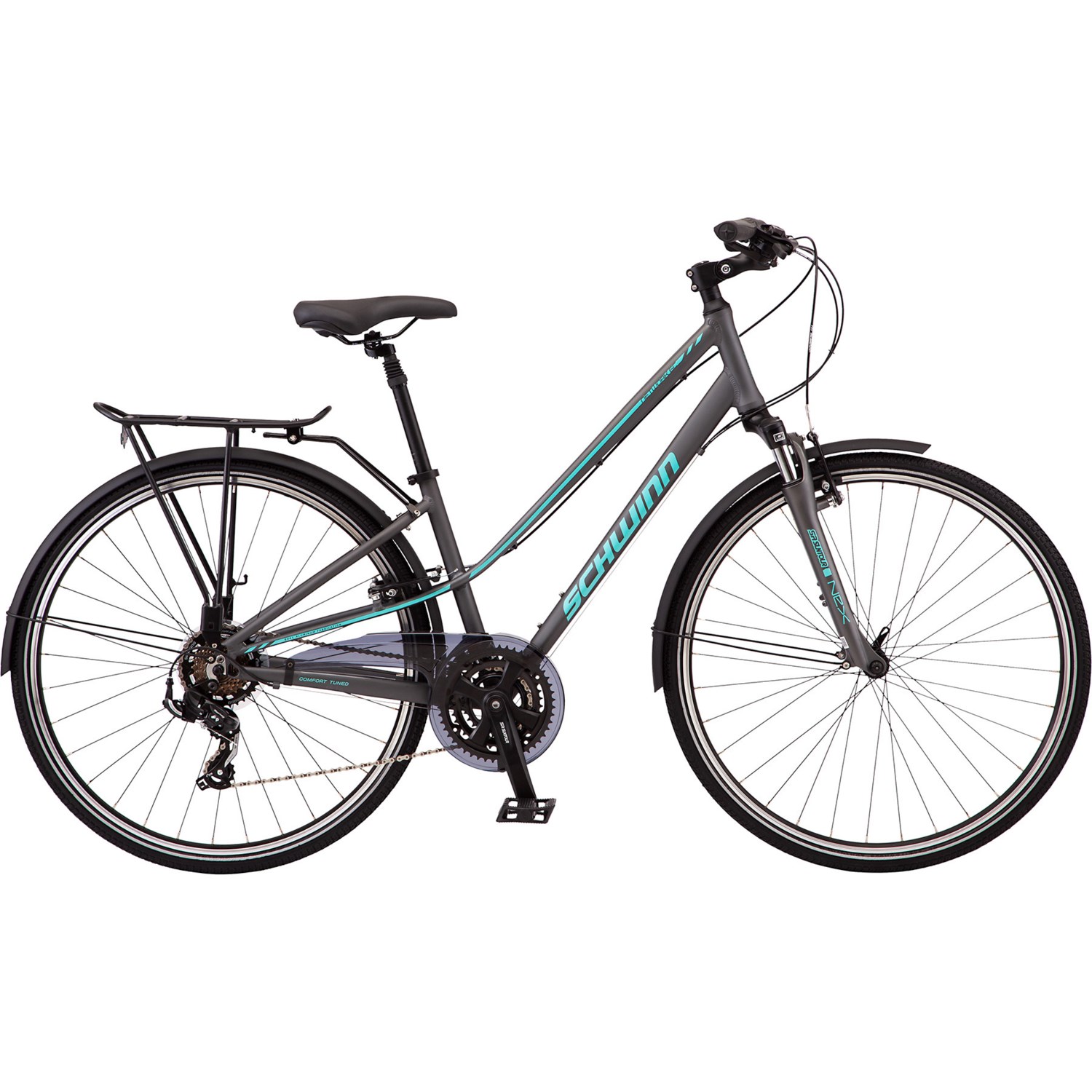 Schwinn Network 6c Hybrid Bike, 21 Speeds, Small 14 inch Womens Style Frame, 700c Wheels, Grey
