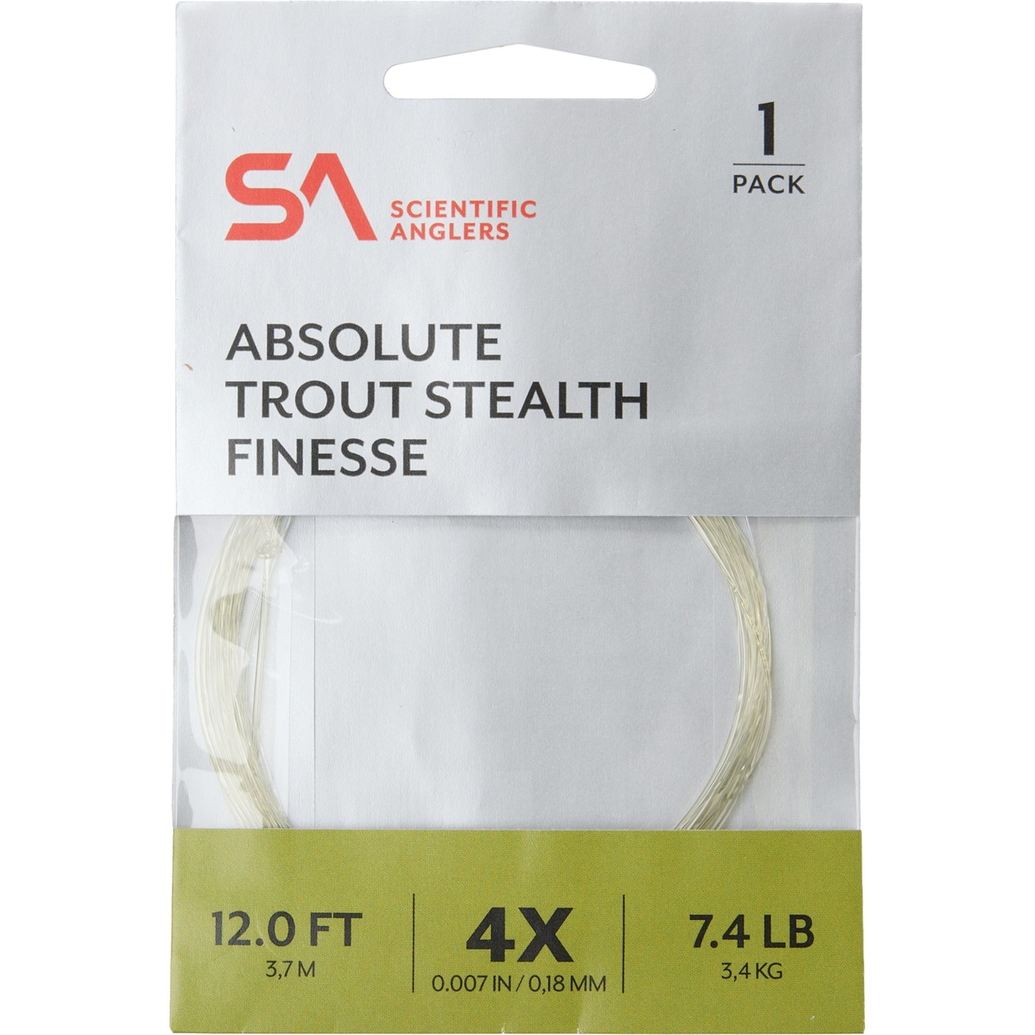 Scientific Anglers Absolute Trout Stealth Finesse Leader - 4X, 12 ...