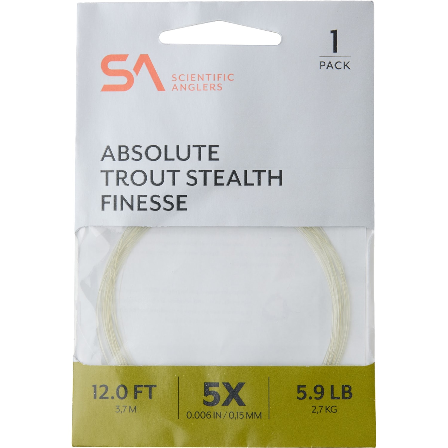 Scientific Anglers Absolute Trout Stealth Finesse Leader - 5X, 12 ...