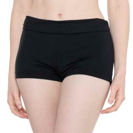 Seafolly Roll-Top Boyleg Bikini Bottoms in Black