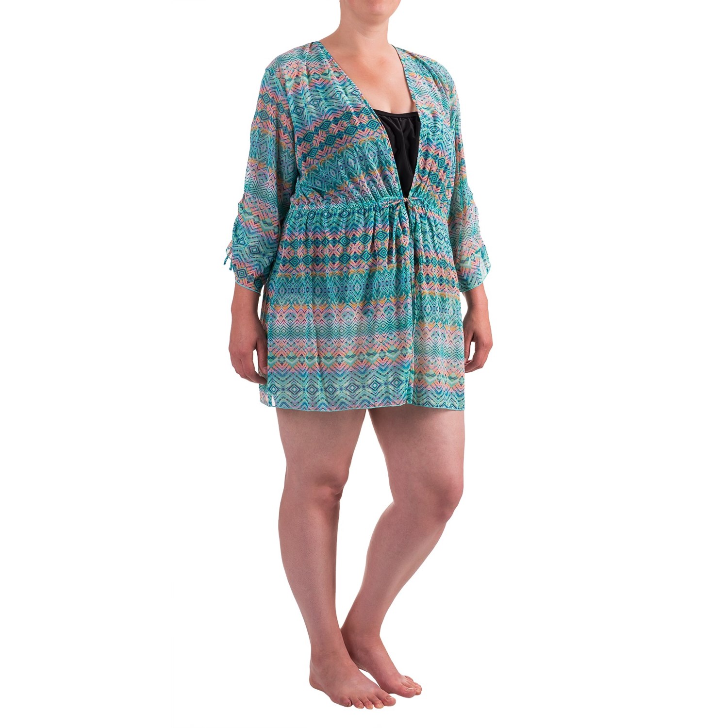 Seekers Contour Print Kaftan Plus Size Swimsuit CoverUp (For Women