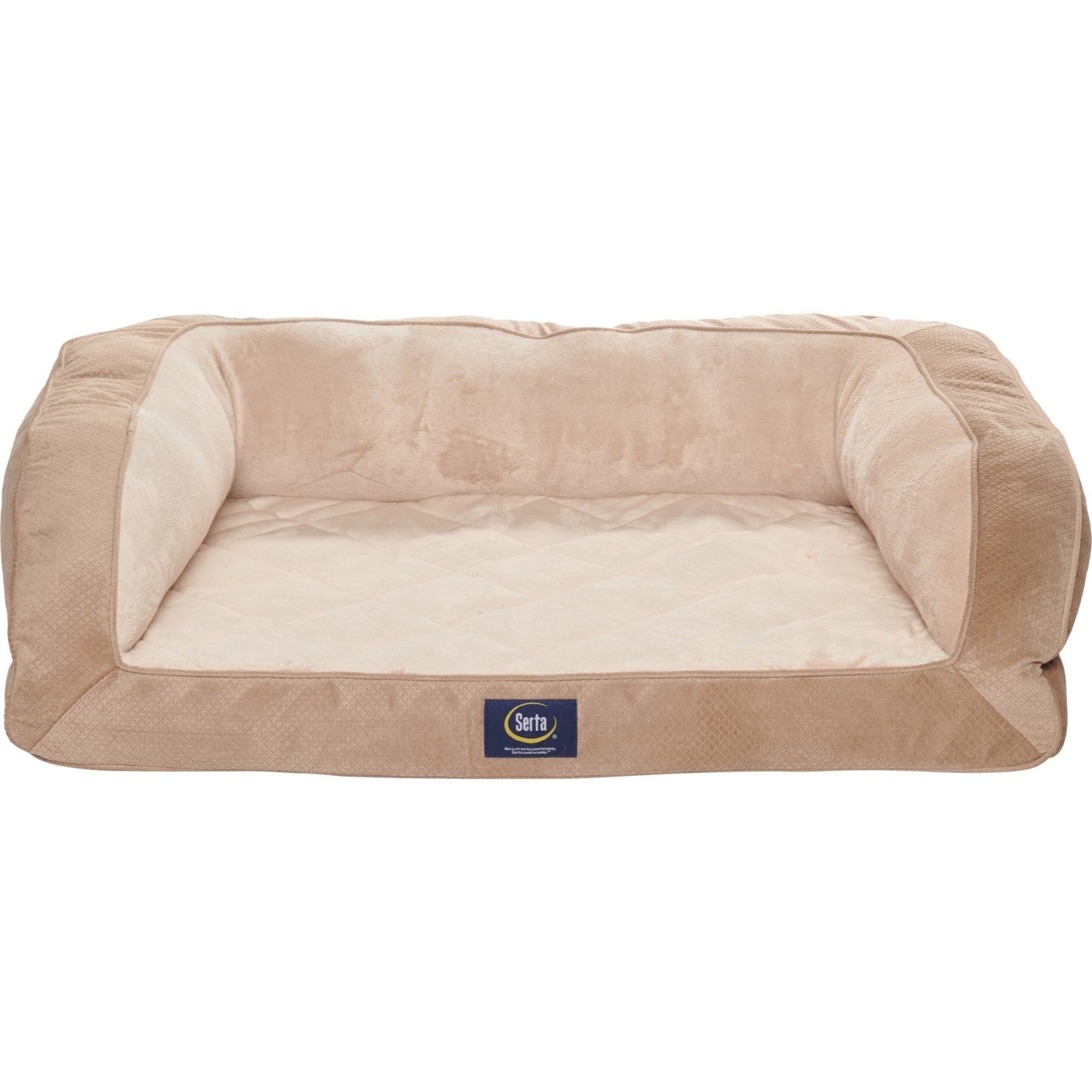 Serta Quilted Couch Dog Bed - 39x29”, Tan - Save 33%