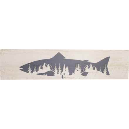Seven Anchor 6x24” Rustic Fish Wooden Sign in Multi