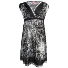 She’s Cool Surplice Dress - Stretch, Short Sleeve (For Plus Size Women) in Black/White - Closeouts