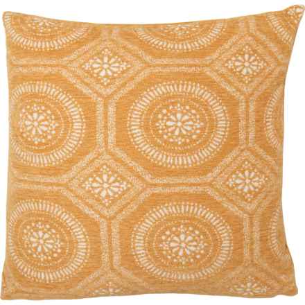 Sheffield Home Jaida Chenille Jacquard Throw Pillow - 20x20”, Feather Fill in Ochre