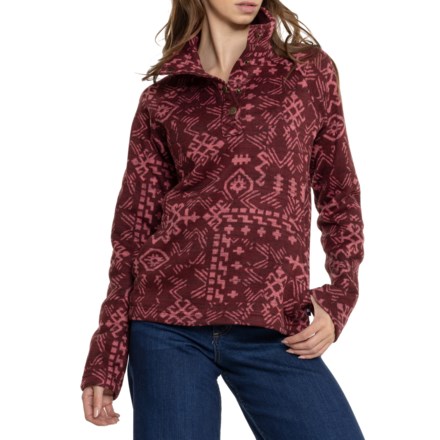 Sherpa Adventure Gear Bhutan Sweater - Snap Neck in Beet Red Abstract