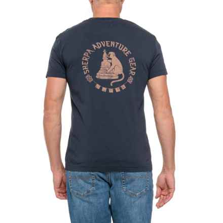 Sherpa Adventure Gear Monkey T-Shirt - Organic Cotton, Short Sleeve in Rathee Blue Monkey