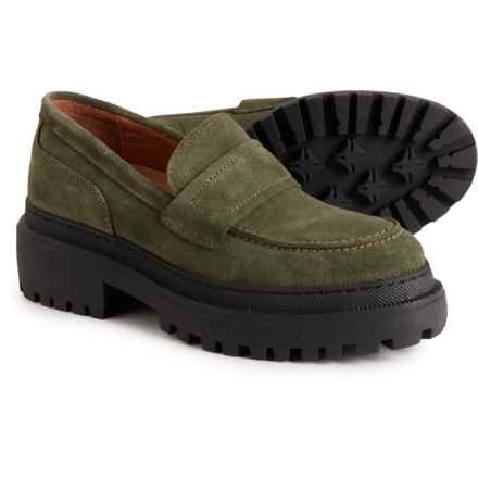SHOE THE BEAR® Made in Portugal Iona Saddle Loafers - Suede (For Women) in Algae