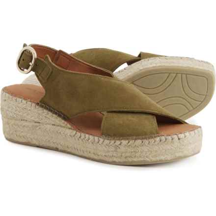 SHOE THE BEAR® Made in Spain Orchid Wedge Sandals - Suede (For Women) in Moss Green