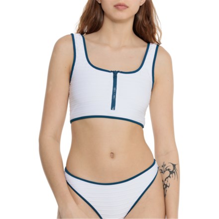 Show Me Your Mumu Ribbed Color-Block Tankini - Zip Front in White