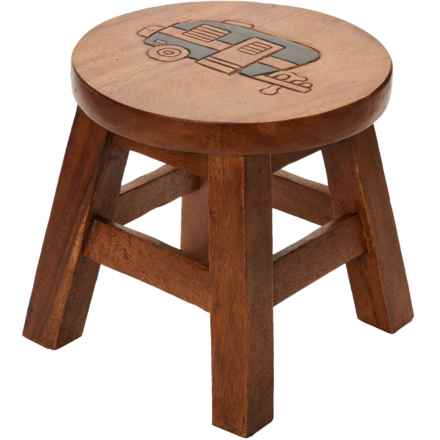 SIAM MANDALAY Hand-Carved Wooden Camper Stool - 10” (For Boys and Girls) in Camper