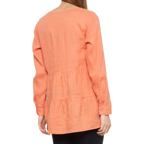 Sigrid Olsen 100% Linen Scoop Neck Button-Front Tunic Shirt (For Women ...